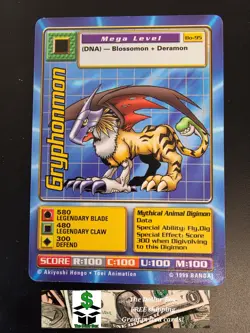 1999 Bandai Digimon Digi Battle #bo-95 U Gryphonmon card - Image 1