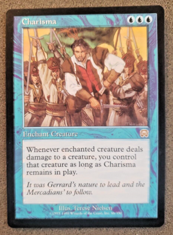 Charisma Mercadian Masques UN-PLAYE NM Blue Rare MAGIC GATHERING CARD (DS3D1PW) - Image 1