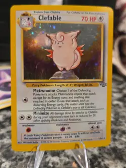 Clefable 1/64 1999 Vintage Pokemon Holographic Shiny Foil Holo Card NM-LP - Image 1