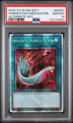 2025 YU-GI-OH! EDC1-EARLY DAYS COLL PROMO CARDS HARPIE'S FEATHER DUSTER PSA 10 - Image 1