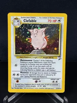 Clefable Pokemon TCG Base Set 2 Card 5/130 Holo Rare DMG - Image 2