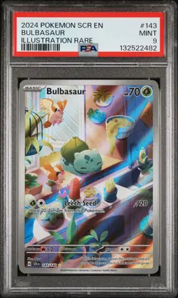 2024 POKEMON SCR EN-STELLAR CROWN ILLUSTRATION RARE #143 BULBASAUR PSA 9 - Image 1