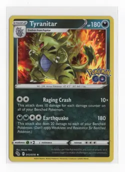 Tyranitar 043/078 Pokemon Go Holo Rare Dark TCG 2022 - Image 1