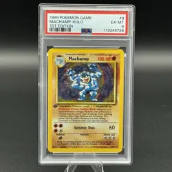 PSA 6 Machamp 8/102 Base Set 1st Edition Holo Rare WOTC Pokemon TCG - Image 1