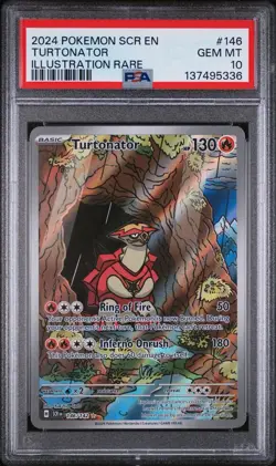 PSA 10 GEM MINT Turtonator Stellar Crown Illustration Rare 2024 Pokemon 146/142 - Image 1