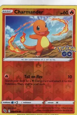 Pokemon Go Charmander Reverse Holo Card 8/78 NM Condition - Image 1