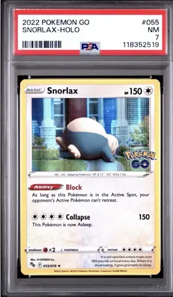 2022 POKEMON GO #055 SNORLAX-HOLO - PSA 7 - Image 1