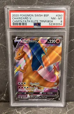 2020 POKEMON CHAMPION'S PATH SECRET #079 FA/CHARIZARD V PSA 9 + 2 PSA 8 PROMO’S - Image 5