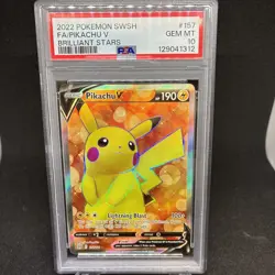 2022 POKEMON SWORD & SHIELD BRILLIANT STARS #157 FULL ART/PIKACHU V PSA 10 - Image 2