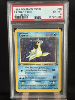 1999 POKEMON FOSSIL 1ST ED #10 LAPRAS-HOLO PSA 6 - Image 1