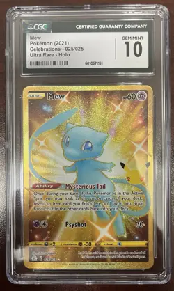 Pokemon Mew TCG Holo Secret Rare Card Celebrations 025/025 CGC 10 - Image 1