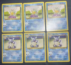 Pokemon Base Set 2 TCG Squirtle 93/130 Wartortle 63/130 6 Card Lot (NM-LP) - Image 1