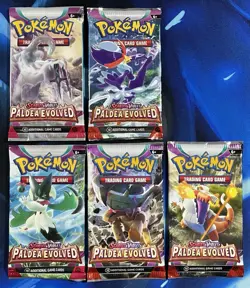 Pokemon 2023 Scarlet & Violet Paldea Evolved Booster Pack Lot X5 Artset SV Nm M - Image 1