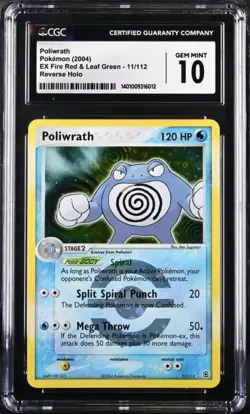 2004 Pokemon EX Fire Red & Leaf Green #11 Poliwrath Reverse Holo CGC 10 GEM MINT - Image 1