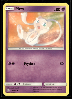 Pokemon Card Mew RARE 32/68 Hidden Fates 2019 NM - Image 1