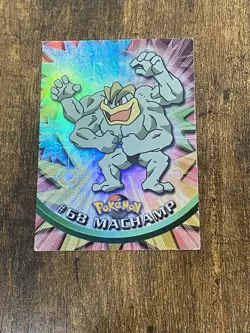 1999 Pokemon Topps TV Animation Machamp #68 Holo Foil Card #68 Black Logo HP - Image 1
