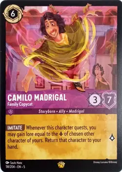 58/204 CAMILO MADRIGAL FAMILY COPYCAT LEGENDARY DISNEY LORCANA CARD - Image 1