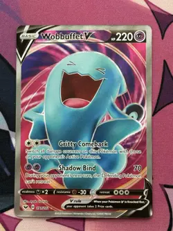 Pokemon TCG Sword & Shield Wobbuffet V (Full Art) #191/202 Ultra Rare NM - Image 1