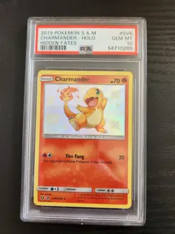 Pokemon Sun & Moon Hidden Fates Charmander Holo #SV6 PSA 10 - Image 1