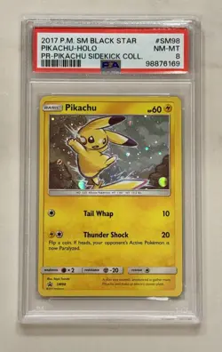 2017 POKEMON PIKACHU SM 98 BLACK STAR PROMO SIDEKICK COLLECTION PSA 8 NEAR MINT - Image 1
