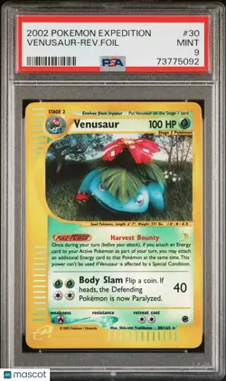 2002 Pokemon Expedition Venusaur-Reverse Foil PSA 9 30/165 - Image 1