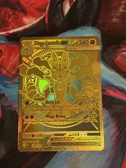 Pokemon M Mega Lucario EX Gold Ultra Secret Rare Holo Card 188/132 - Image 1