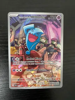 TCG POKEMON TEAM ROCKET'S WOBBUFFET ILLUSTRATION RARE 203 BLACK STAR PROMO - Image 1