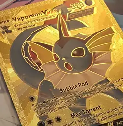 X 1 Vaporeon VMAX Metal Gold Foil Pokemon Card Fan Art Display Card HP320 - Image 1