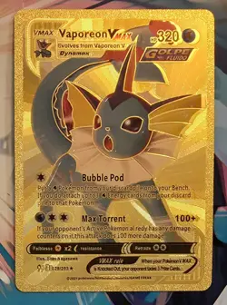 X 1 Vaporeon VMAX Metal Gold Foil Pokemon Card Fan Art Display Card HP320 - Image 2