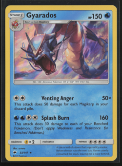 Gyarados Holo Rare Water Holofoil SM - Burning Shadows 33/147 NM - Image 1