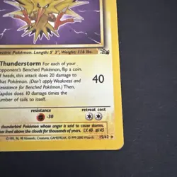 Pokemon TCG Zapdos 1st Edition Fossil Rare 15/62 80 HP 1999 - Image 4