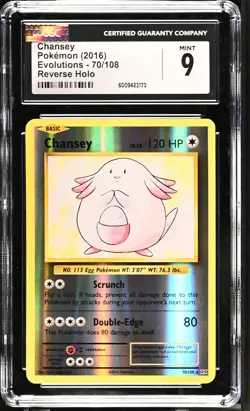 Pokemon TCG GRADED 2016 Chansey 70/108 Reverse Holo Evolutions CGC ENG - Image 1