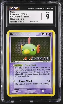 CGC 9 MINT Natu 2005 EX Deoxys 66/107 Reverse Holo Stamped Pokemon Card - Image 1