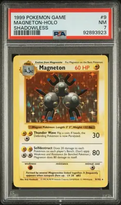 1999 POKEMON BASE SET SHADOWLESS #9 MAGNETON-HOLO PSA 7 - Image 1