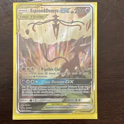 Pokemon Espeon & Deoxys GX SM240 SM TAG TEAM Promo Basic Holo Promo Card - Image 1