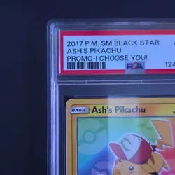 Pokemon TCG Ash's Pikachu Basic Regular Promo SM Black Star SM108 2017 PSA 9 - Image 3