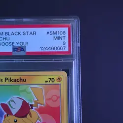 Pokemon TCG Ash's Pikachu Basic Regular Promo SM Black Star SM108 2017 PSA 9 - Image 4