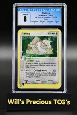 CGC 8 Slaking 12/109 EX Ruby & Sapphire 2003 Holo Pokemon Card NM/Mint E Series - Image 1
