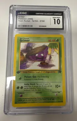 CGC GEM MINT 10 Pokemon Grimer 57/82 2000 Team Rocket 1st Edition - Image 1