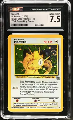 Pokemon TCG GRADED 2000 Meowth 10 Game Boy BSP NM+ 7.5 CGC ENG - Image 1