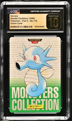 *POP 1* CGC PRISTINE 10 Horsea Japanese Bandai Carddass Green No. 116 Pokemon - Image 1