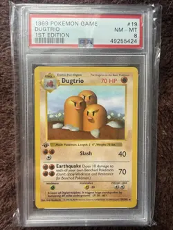 Pokemon 1st Edition Base Set Dugtrio PSA 8 Rare - Image 1
