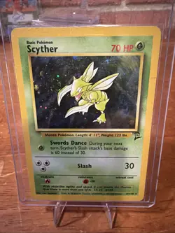 Pokemon TCG Scyther Base Set 2 Holo Unlimited Rare Card 17/130 LP - Image 1
