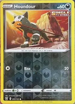 Houndour Reverse Holo - 095/163 - Battle Styles Pokemon 2021 - Image 1