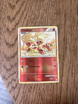 Pokemon TCG Growlithe HeartGold SoulSilver Reverse Holo 65/123 LP - Image 1
