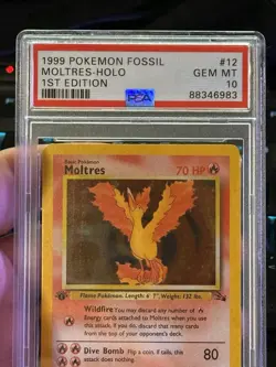 1999 Pokemon Fossil 1st Edition #12 Moltres Holo – PSA 10 GEM MINT - Image 2