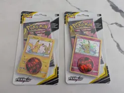 POKEMON SUN MOON TEAM UP BLISTER BOOSTER PACK NEW BOTH PIKACHU & MIMIKYU PROMO - Image 1