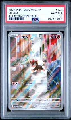 2025 POKEMON MEG EN-MEGA EVOLUTION ILLUSTRATION RARE #139 LITLEO PSA 10 - Image 1