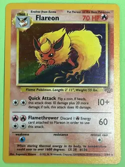 Flareon Holo Rare 1999 Pokemon Jungle 3/64 WOTC English NEAR MINT NO PLAY - Image 1