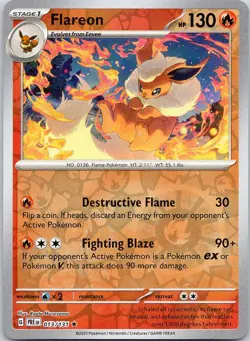 Flareon 013/131 R Prismatic Evolutions Pokemon Reverse Holo Near Mint - Image 1